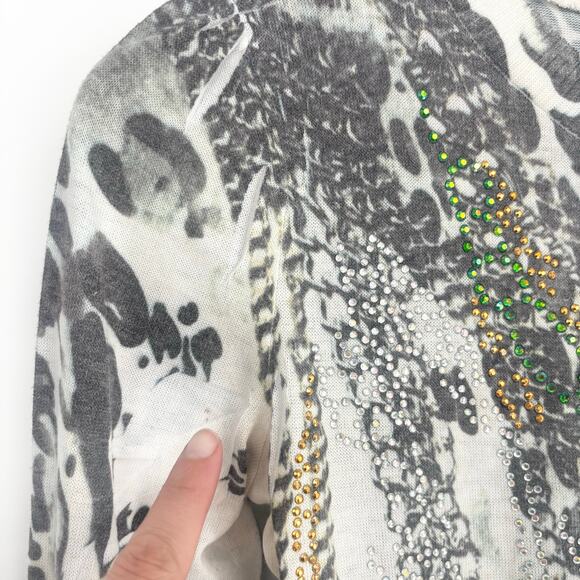 YMI Rhinestone Y2K Jewel Button Chain Pattern Cardigan Size M - Picture 9 of 9